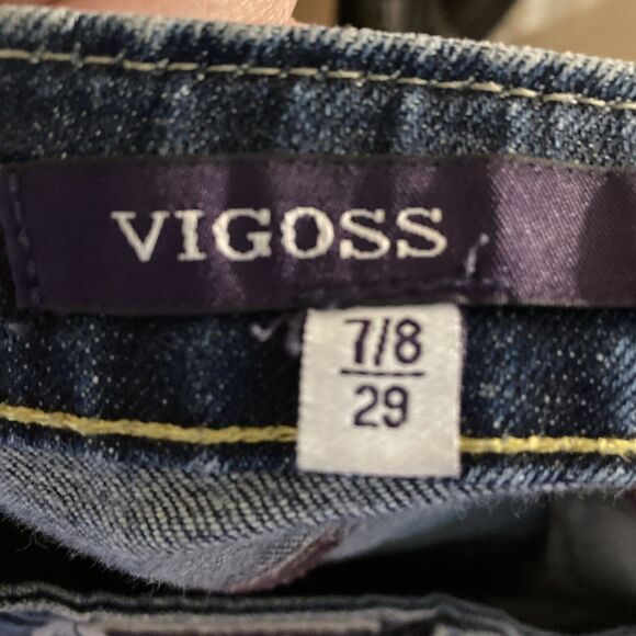 VIGOSS Jeans Womens 7/8 (30x30.5) Blue Bootcut Denim Western Low Rise 90s Y2K - Picture 3 of 10